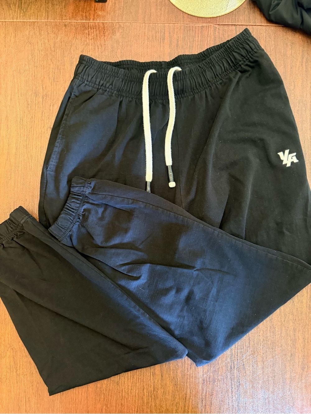 YoungLA Black Sweatpants with White Drawstring and Logo - Picture 3 of 4
